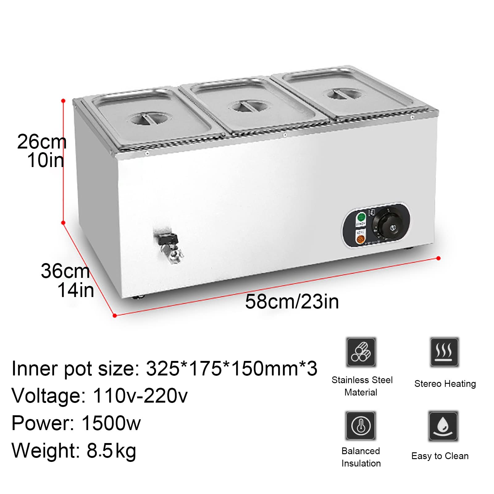 Amazon.co.jp: 業務用電気フードウォーマー、1500Wステンレススチール